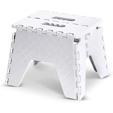 Heavy Duty Folding Step Stool - Sturdy Anti Slip Stepping Stool for Kids Adults at Home Kitchen Workplace - Compact Lightweight Folds Flat with Carry Handle Easy Storage Transport (White2) Cover