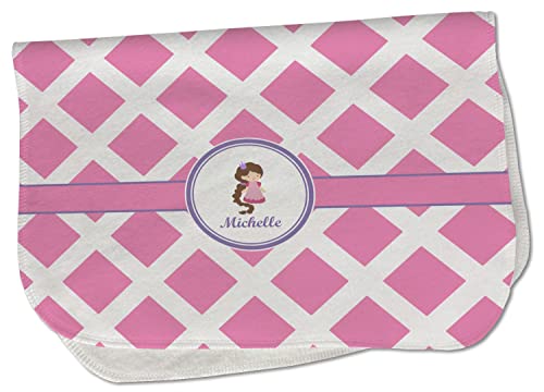 Baby Milano Personalized Diamond Print w/Princess Burp Cloth - Fleece w/Name or Text