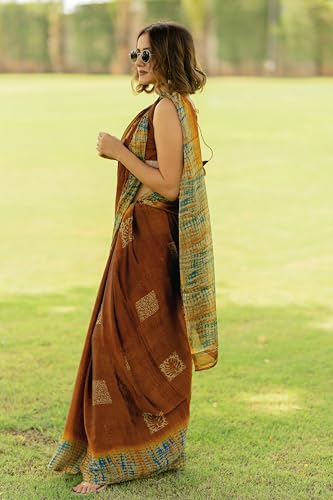 Image of MIRCHI FASHION Women Saree Abstract Print Chiffon | Breathable Lightweight Casual Sari for Regular Use and Office with Unstitched Blouse (Available in 25 Colors)