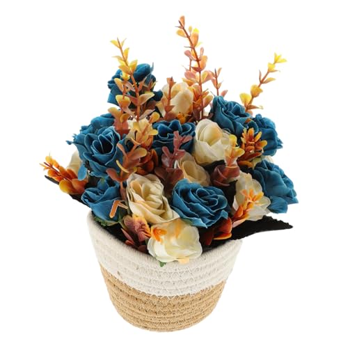 ABOOFAN Woven Flower Basket Artificial Potted Plant Simulation Bonsai Fake Decorative Plants Pot for Living Home Decor