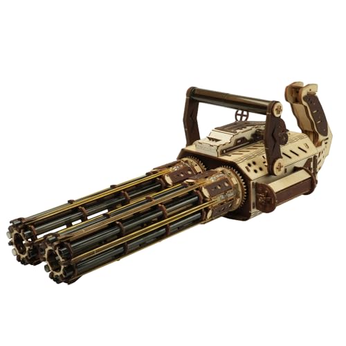 3D Wooden Puzzle Gun for Adults, Rubber Band 3D Puzzle, Gatling Gun Model Building Kit, 344pcs Wood Puzzles DIY Building Model Kits - Excellent for Adult, Teens, and Craft Enthusiasts