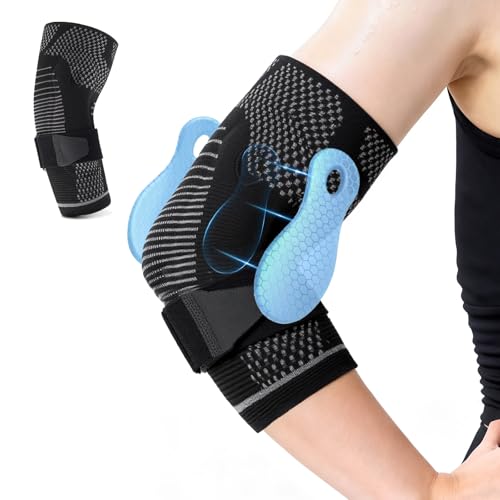 Cezlstesy Coderas Epicondilitis, Codera de Compresión, Codera Tendinitis para Hombre y Mujer, Soporte para Codo, Coderas Gym Deportiva para Tenis, Culturismo, Golf (Negro, L)