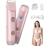 Fanovae Bikini Trimmer for Women – Dual-Head Electric Razor, IP67 Waterproof USB-C Rechargeable Shaver for Bikini Line, Underarms, Legs & Face, Soft Blush Pink Stocking Stuffer Holiday Gift