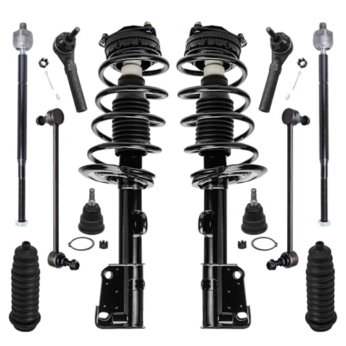 Detroit Axle - Front 12pc Suspension Kit for 2008 2009 2010 Chrysler Town & Country Dodge Grand Caravan, 2 Ready Struts, 2 Lower Ball Joints 4 Tie Rods 2 Sway Bars 2 Boots Replacement