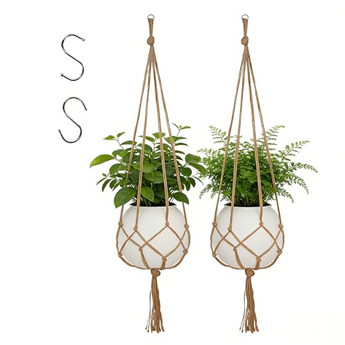 Bamworld Hanging Plant Pot Macrame Plant Hanger for Indoor and Outdoor Use, Decorative Hanging Basket for Balcony, Window, Living Room, Garden, Fits Various Flower Pots