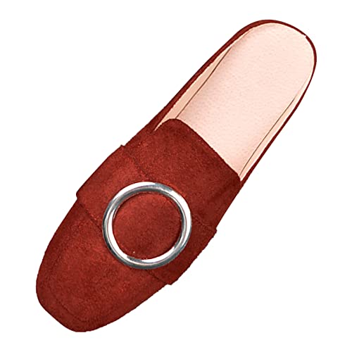 Demi-pantoufles plates pour femme en couleur unie rouge taille 41
