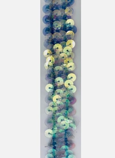 Generic 1 Pcs Turquoise Multicolor 3/4"" Zig Zag Stretch Sequin Trim for Decorative 12 Yards - Rk8