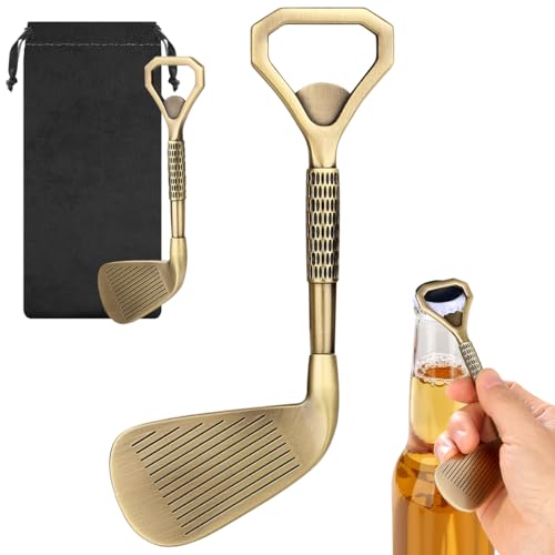 Top Opening Golf Club Bottle Opener Beer Bottle Opener Beer Opener with Gift Bag Father Gifts Christmas Gifts Birthday Beer Accessories for Women Men Dad Boyfriend Bronze