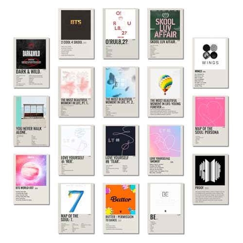 Image of K-Pop Posters | K-Pop Song Posters Pack of 18 (14.8 x 10.5 cm) 300 GSM | Minimalist Poster Set | Living Room Decor | Pinterest Wall Poster | Aesthetic Wall Collage Kit | K-Pop Photocards