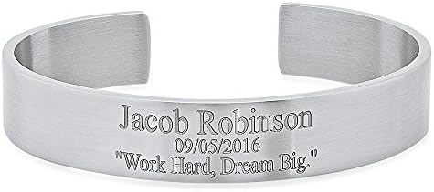 Forevergifts USA Free Engraving - Stainless Steel Quality Cuff Bracelet