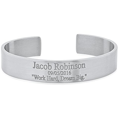 Forevergifts USA Free Engraving - Stainless Steel Quality Cuff Bracelet Cover
