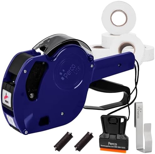 Lite 1 Line Dater Gun with Labels Kit - Includes 5,000 Blank White Labels, 2 Ink Rollers, 1 Ink roll and Labels Pre-Loaded