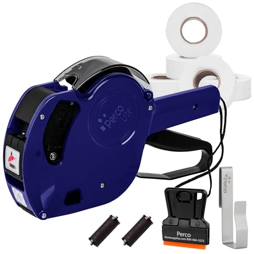 Perco Price Gun 1-Line Kit with 5 White Label Rolls, Clip &…