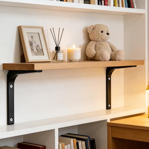 Support d'étagère flottant noir 200x150mm lot de 4 équerres - 5