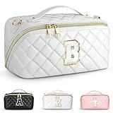 TOPEAST Initial Makeup Bag Cosmetic Bag - Large Capacity Personalized Makeup Bag Quilted Travel Makeup Bag Case Waterproof Toiletry Makeup Pouch Gifts for Women Birthday Wedding Christmas, B