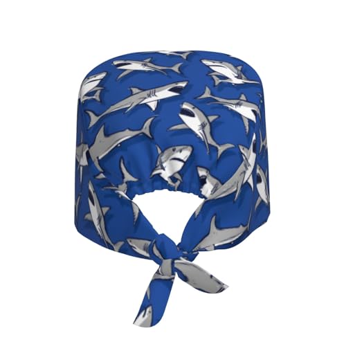 Image of Adjustable Working Cap Breathable Unisex Women Men Elastic Bandage Tie Back Hats Scrub Nursing Doctor Surgeon Cap
