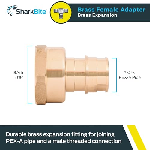 Image of SharkBite 3 /4 Inch Expansion FNPT Adapter Fitting for PEX-A Pipe, Brass Plumbing Fittings, Female NPT Adapter for PEX-A Tubing, UAB088LFA