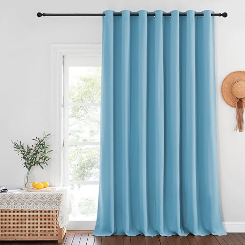 NICETOWN Blackout Patio Curtains 100 x 144 Inches Long for Sliding Door Extral Wide Blackout Curtain Panels Thermal Insulated Room Divider - Grommet Top, 100" W x 144" L, 1 Panel, Teal Blue