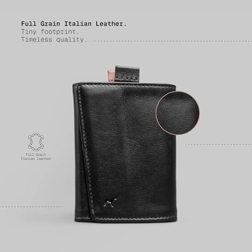 Image of The Frenchie Co. - Speed Wallet Mini - Ultra-Slim RFID Card Holder - Quick-Access Pull Tab for Fast Access - Full-Grain Italian Leather Minimalist Front Pocket Wallet