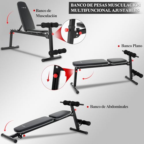 ISE Banco Musculación Plegable con Respaldo Reclinable de 5 Posiciones, Banco Abdominales y musculacion, Banco Pesas Musculación Banco Reclinable Inclinable, Banco Plano,Banco De Musculacion MAX 150KG - imagen 3