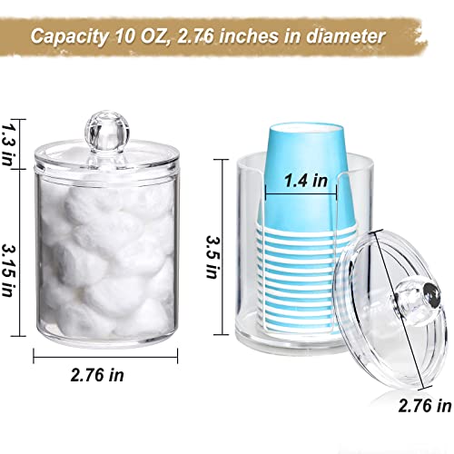 Samhe Bathroom Cup Dispenser, 2 Pack Acrylic Disposable Cup Dispenser For 3Oz Paper Plastic Cups, Clear Bahtroom Organizer Holder For Qtip, Cotton Rounds, Cotton Pads, Floss #TOP1
