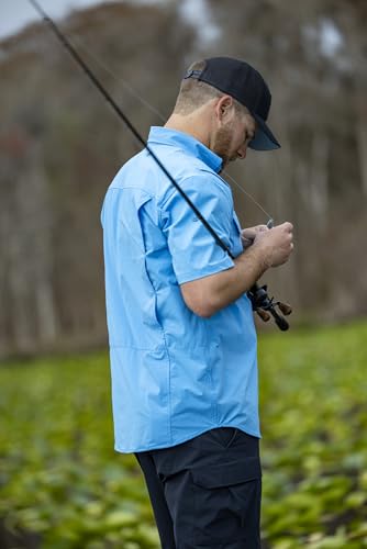 HUK Mens Back Draft Solid Short Sleeve Button Down Shirt, Vented Fishing Shirt for Men, Marolina Blue, Small - image 8