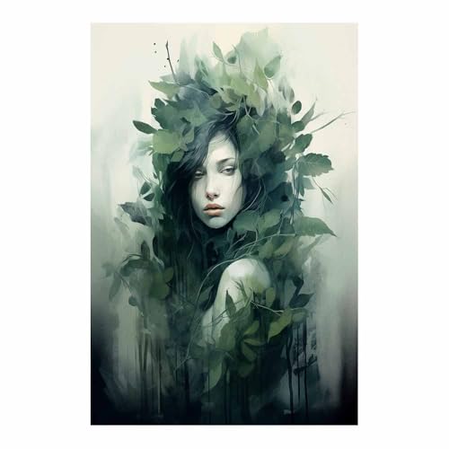 Portrait féminin aquarelle maison affiche rétro pour décoration d'intérieur