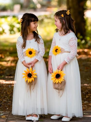 Image of 2Bunnies Girl Peony Lace Back A-Line Straight Tutu Tulle Party Flower Girl Dress