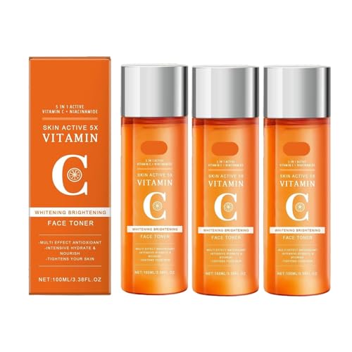 Tónico blanqueador con vitamina C, sérum reparador reafirmante e hidratante, unifica el tono de la piel, mejora la elasticidad cutánea, apto para todo tipo de pieles,3pcs