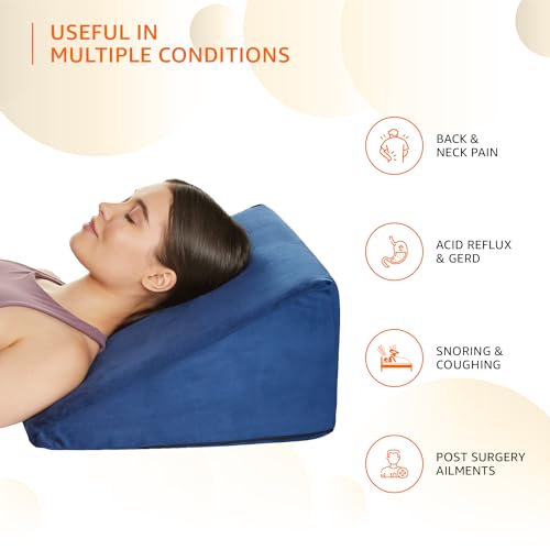 Amazon Basics Memory Foam Wedge Pillow for Neck & Back Pain Relief, Blue, One Size - Image 4