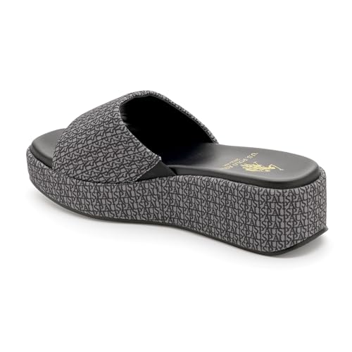 Image of U.S. POLO ASSN. Savina Brown Monogram Print Wedges With Premium Upper