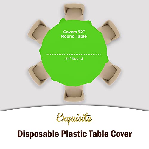 Exquisite 6-Pack Premium Plastic Tablecloth 84In. Round Plastic Table Cover - Lime Green #TOP3