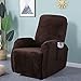 Rose Home Fashion RHF 4 Separate Piece Velvet Recliner Slipcovers, Recliner Chair Cover, Recliner Cover Furniture Protector Elastic Bottom, Recliner Slipcover with Side Pocket (Chocolate-Recliner)