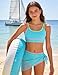 Svreeyer Bikinis for Teens Little Kids Girls Summer Swim Bathing Suits Teen Fashion 3 Piece Bikini Boho Swimming Suits Light Blue 15-16 Years