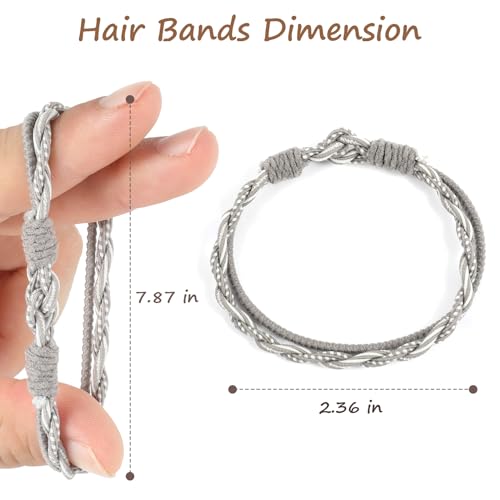 Boho Hair Ties with Beads, 25 PCS 5 Styles Cute Elastic Hair Bands for Thick or Thin Hair, No Damage Hair Tie Bracelets in Blue for Girls and Women2