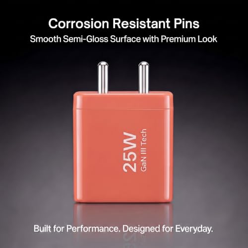 Image of Philips DLP4321NO /94 Gen III Tech 25W Fast Charging Wall Charger (Coral Reef) | USB-C PD + USB-A | 2-Port Multi-Device Charger for Smartphone, Tablet, Earbuds & Accessories | Compact Travel Adapter