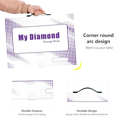 ZFCLXX Diamond Art Storage Book with Accessories Painting Storage for Diamond Painting Kits, Tools & Supplies Album 16.2x12inch Art Collection Binder Book A3 Folder 40x30cm(White） - Thumbnail 6