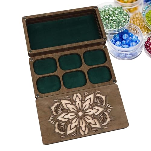 Lunaobrik - Bandeja de perlas de madera para hacer joyas, organizador de almacenamiento de cuentas de madera, caja de separación, organizador de almacenamiento de ocio, armario de herramientas
