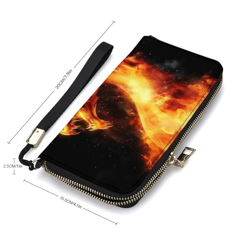 Fiery Dragon PU Leather Clutch Long Bifold Wallet, Coin Purse Credit Pass Case, Durable Card-Holder Money Storage for Women Men2