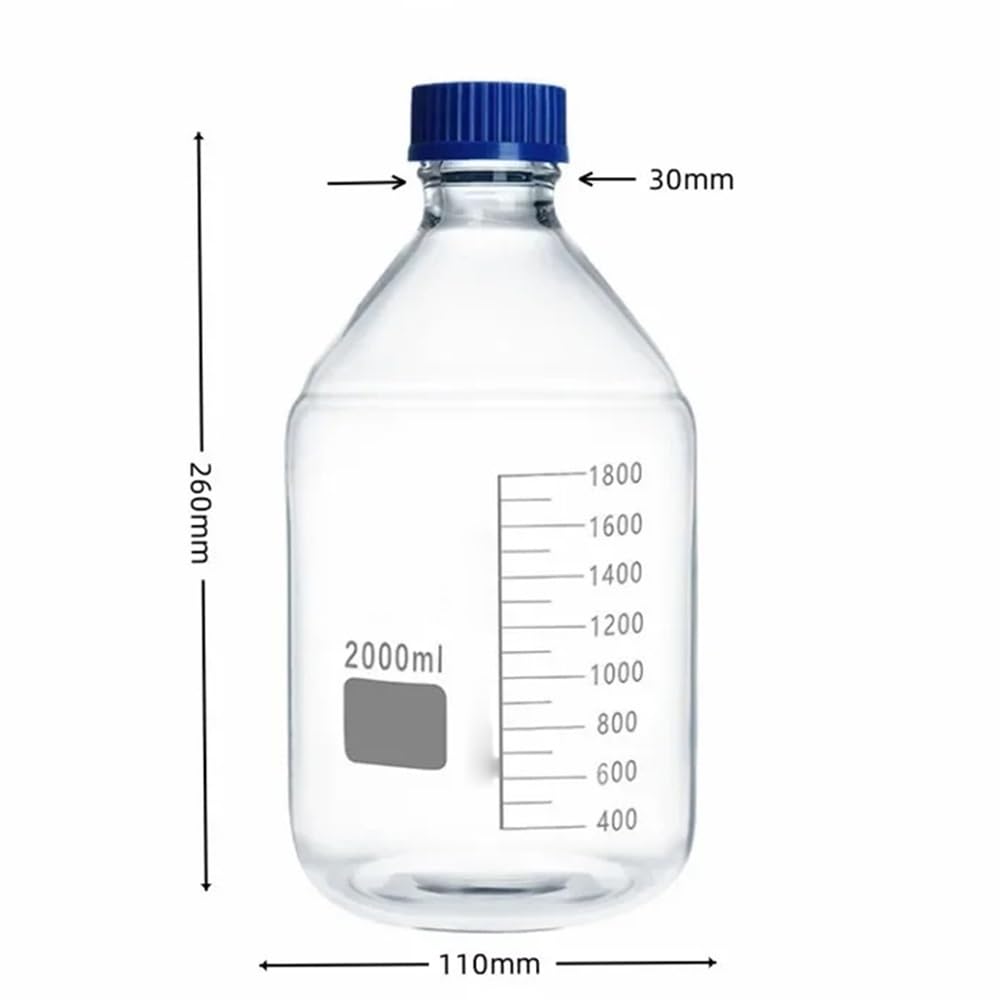 Équipements et fournitures de laboratoire Bouteille en verre transparent de 2000mL, bouteille remplacement for verrerie laboratoire 2L, col GL45