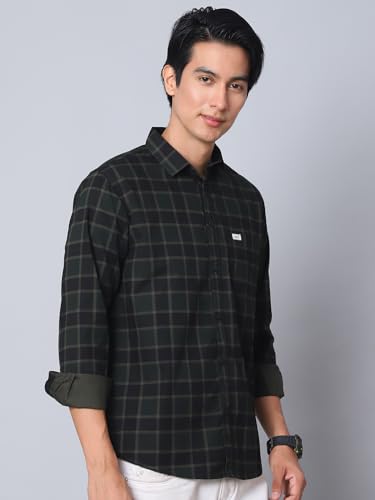Image of Majestic Man Comfort Cotton Slim Fit Checked Casual Shirt for Men
