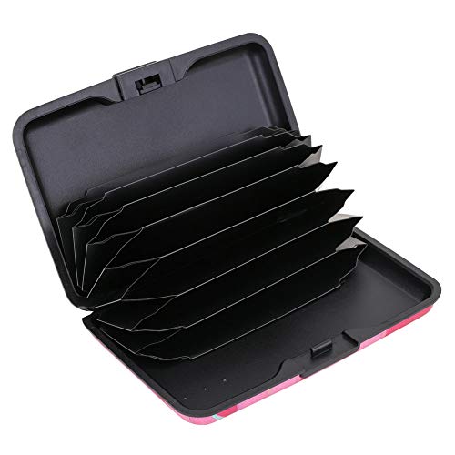 Image of ELFISH RFID Blocking Credit Cards Holder Aluminum Wallet Metal ID Case for Men Women (Big pink flower)