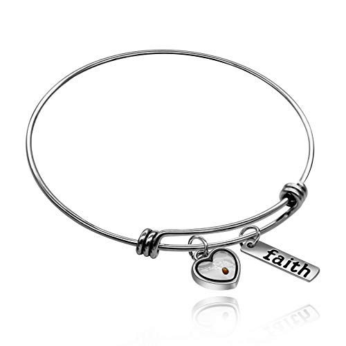 Uloveido Christian Faith Extendable Bracelet Bangle, Stainless Steel, Mustard Seed Bracelets, Christian Inspirational Gifts 2.5inch