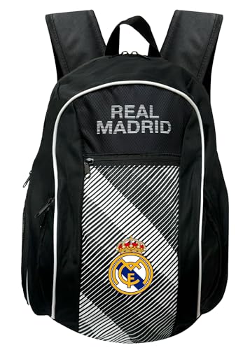 Mochila Real Madrid, oficialmente licenciada pelo Real M. Team Club, logotipo adulto, para fãs de futebol.