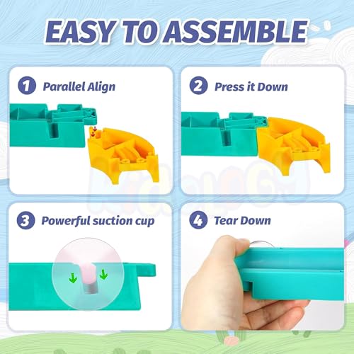 Image of Kidology Small Duck Slide Track Bath Toys for Toddlers - DIY Baby Shower Bathtub Fun Toy, Yellow Ducks Slide Set, Interactive Water Play for Kids, Birthday Gift for Boys & Girls (34 Pcs Set)