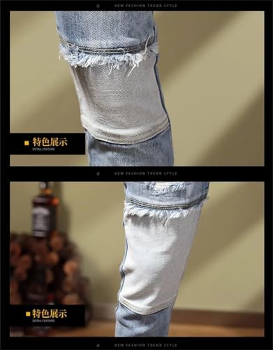 Men's Spring Ripped Small Feet Casual Slim Comfortable Breathable Stretch Jeans3