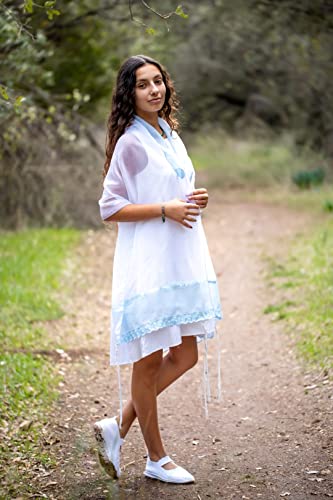 Personalized Bat Mitzvah Tallit Prayer Shawl, Lace light Blue Tallit for Women, Girls Tallit from Israel2