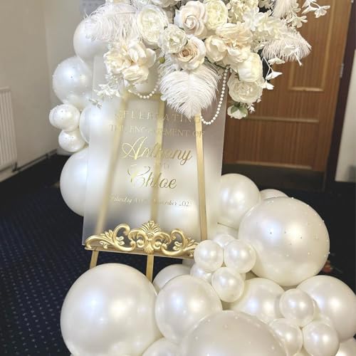 Image of 108Pcs Double Stuffed White Pearl Balloon Garland Arch Kit