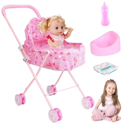 Poussette de poupée pour bébé interactive Jorzer : le cadeau idéal avec accessoires de jeu