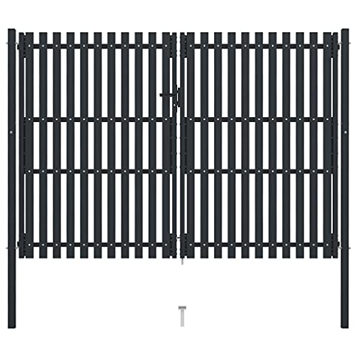 VidaXL Gartentor 400x175cm Anthrazit - Stahl Doppelflügeltor Für Garten & Hof